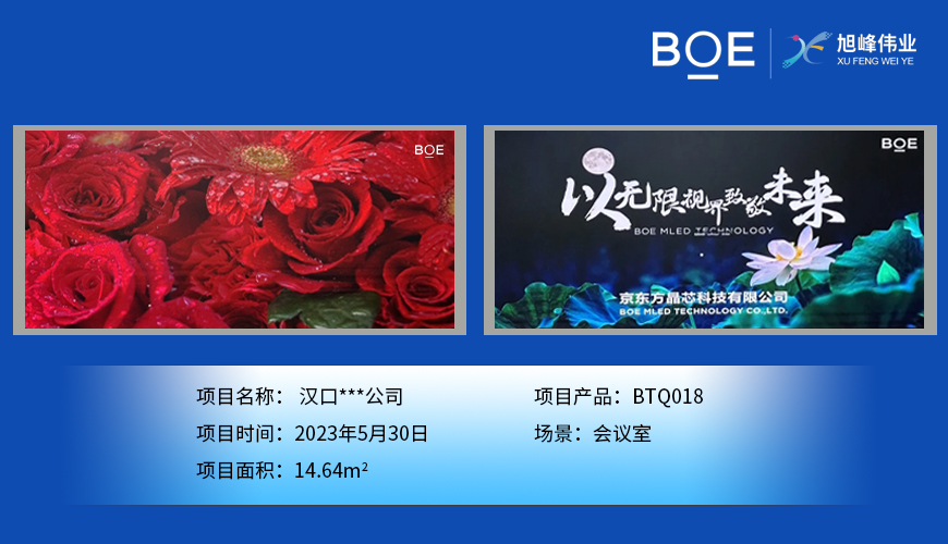 漢口***公司安裝調(diào)試完成！ 尺寸:7.04*2.08m ；像素點(diǎn):3784*1118